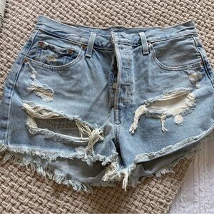 Levi's Light Blue Distressed Jean Shorts